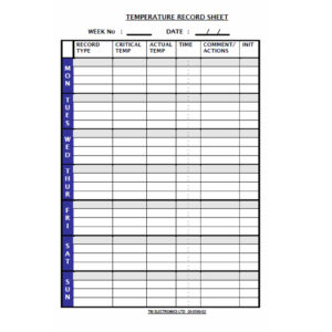 TEMPRB Temperature Record Book Sample Page